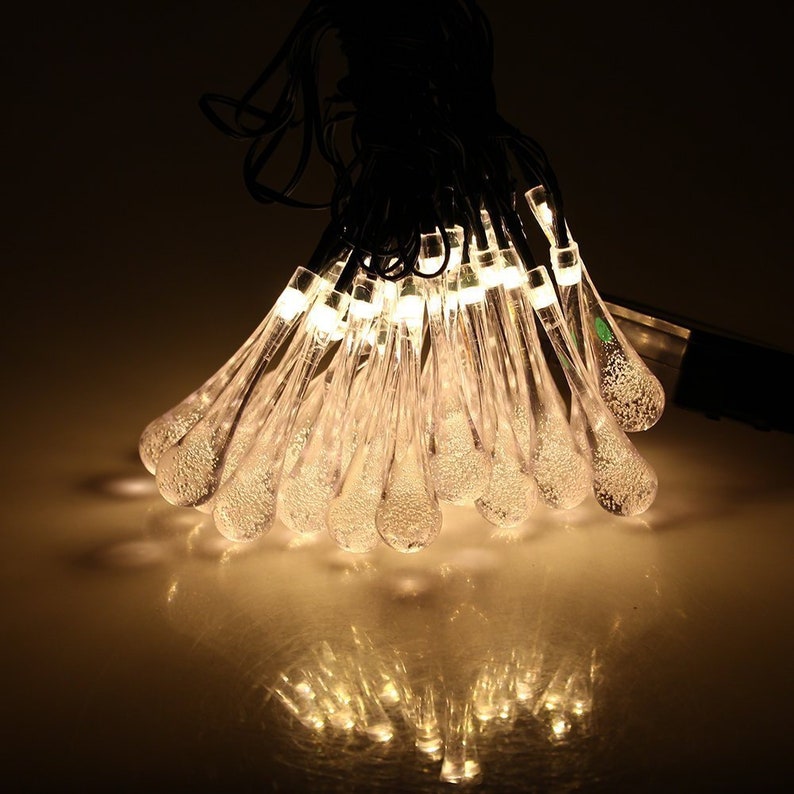 2 Pack 30 Solar Powered LED Water Drop Icicle Lights 20 Feet Etsy