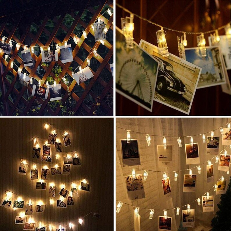 LED Photo Clips String Lights/holder Battery Powered Photos Etsy