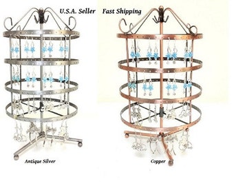 Rotating Jewelry Stand Display Organizer Necklace Ring Earring Holder Show Rack 