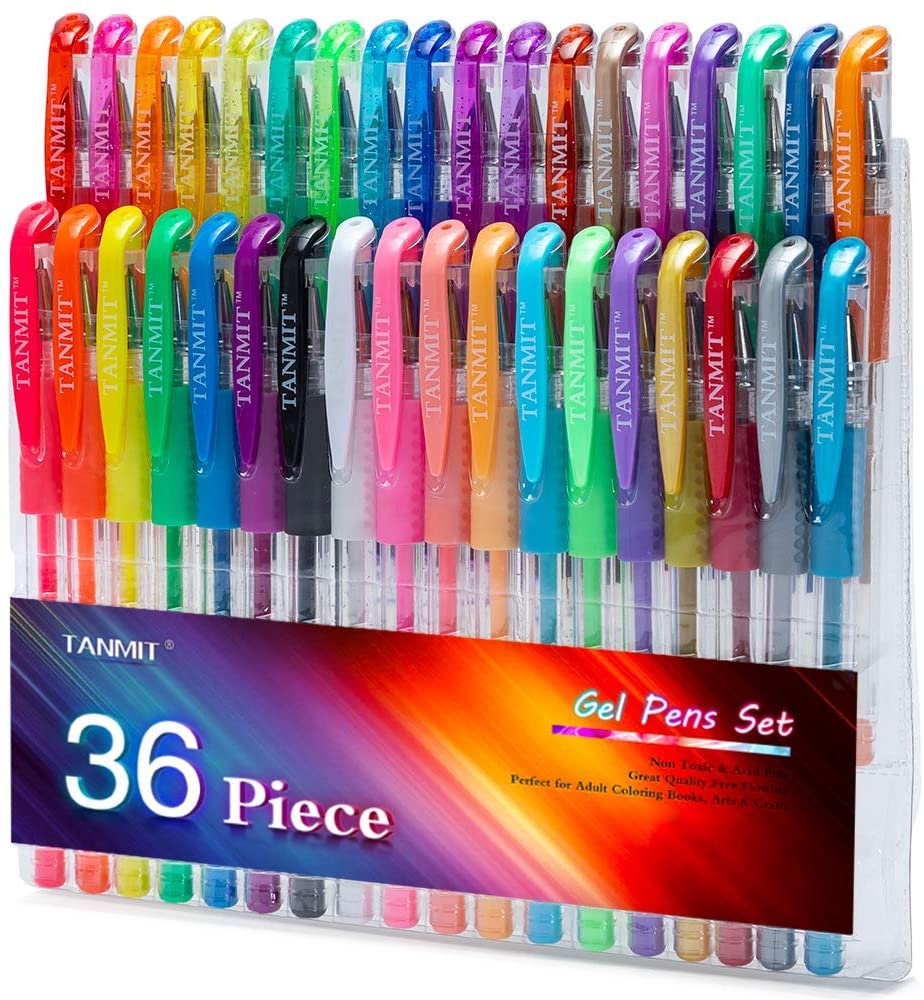 12 Metallic + 12 Glitter + 12 Neon + 12 Water Chalk Guansky 48 Packs Color Gel Ink Pens Set The Best Gel Pens for Adult and Kid Colouring Books,Drawing,and Writing 