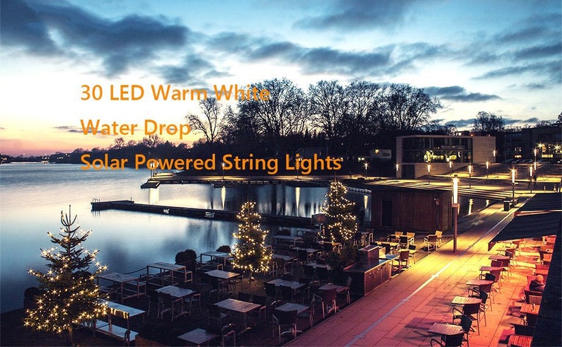 30 Solar Powered LED Water Drop Icicle Lights Super Fast Shipping USA Seller 20 feet long Multi-Color