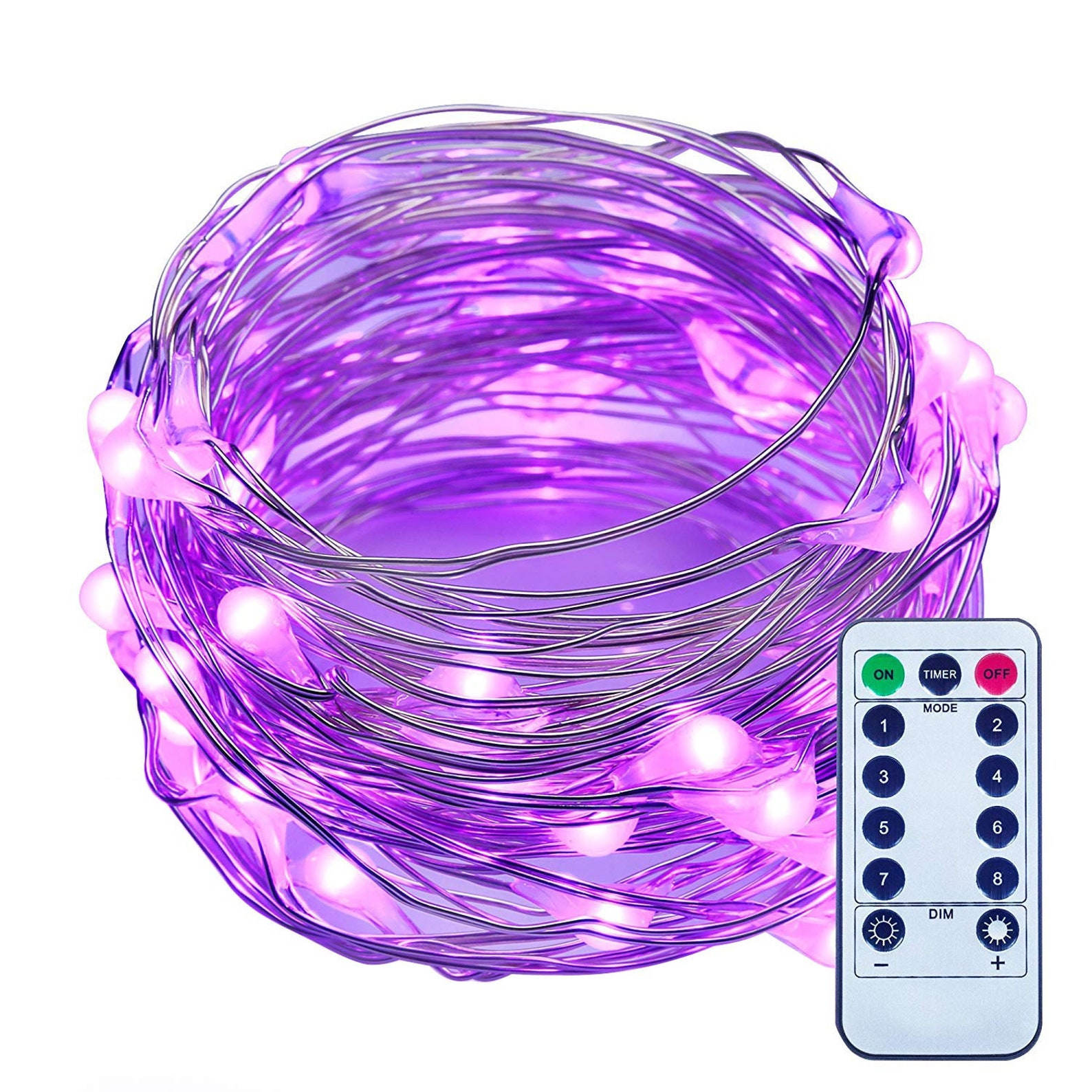 50 PURPLE LED Copper Wire String Lights With Remote Battery Etsy