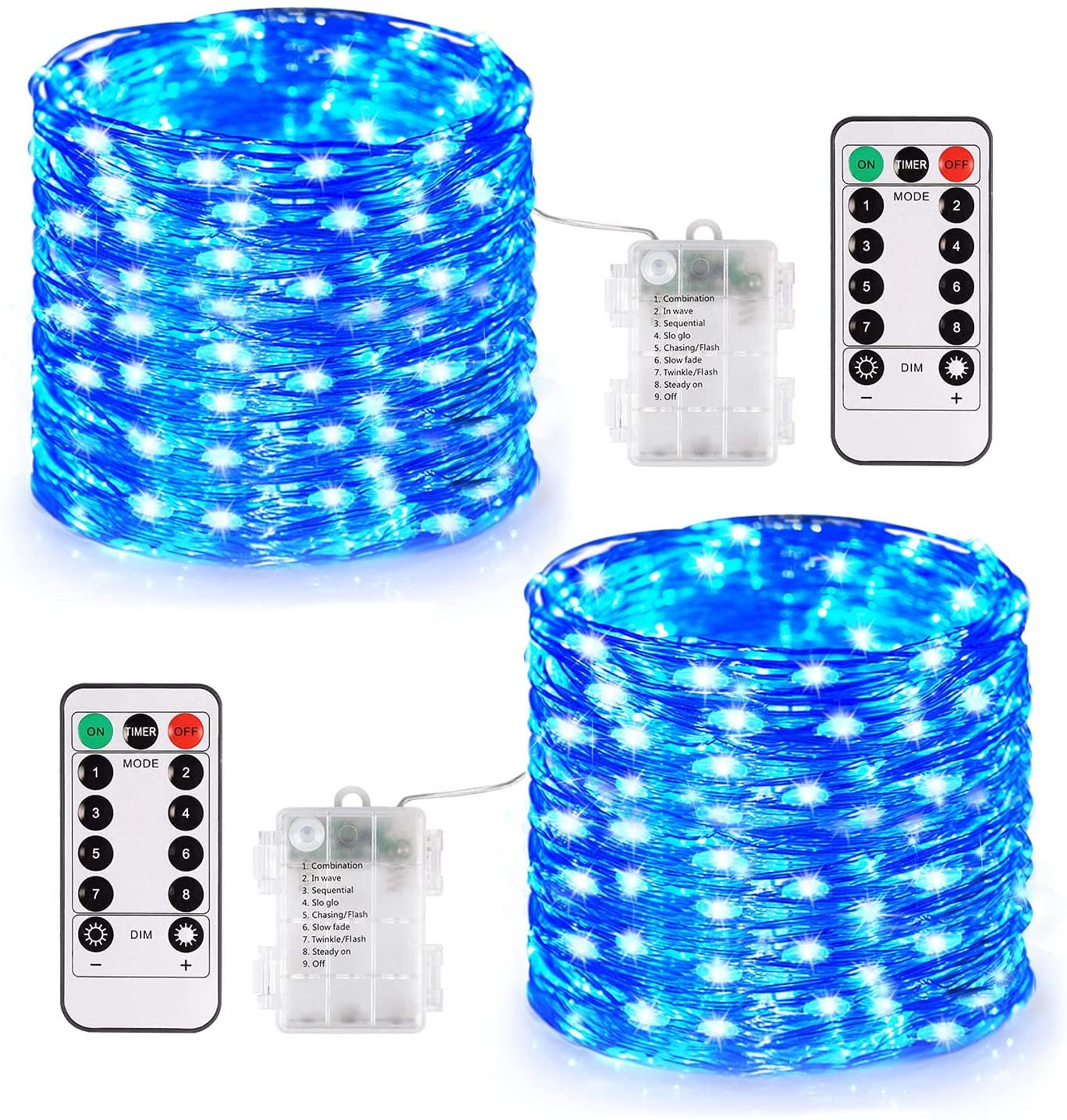 2 Pack 100 Blue Led Fairy Lights 33 Feet Battery Operated Etsy
