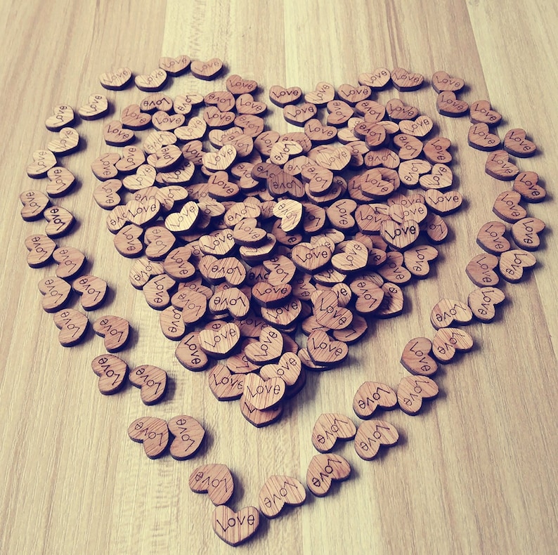 50~200pcs Rustic Wooden Wood Love Heart Wedding Table Scatter Decoration Crafts 