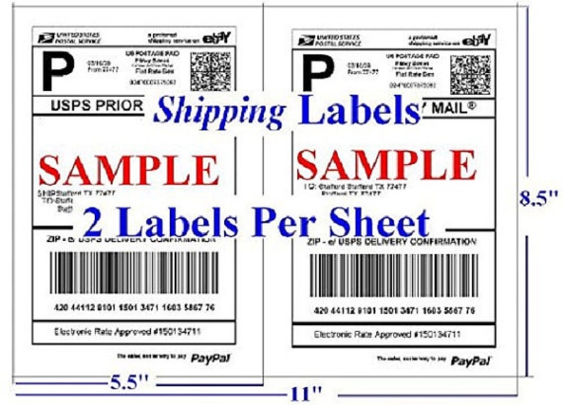 200pcs Half Sheet Self Adhesive Shipping Labels for Laser & Etsy