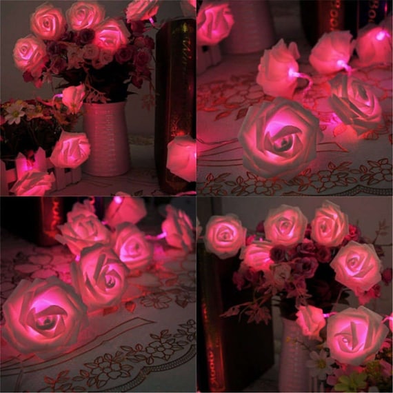 Solor LED Rose Flower Fairy Lamp Wedding Garden Party Decor Xmas String Lights 