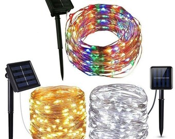 2 Pack 100 LED Solar Fairy Lights 33 ft 8 Modes Silver Copper Wire Lights -  2 Pack USA Seller - Super Fast Shipping