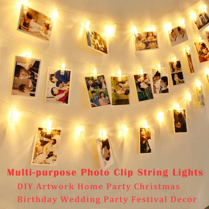 50 LED Photo Clips String Lights/holder Battery Powered Etsy