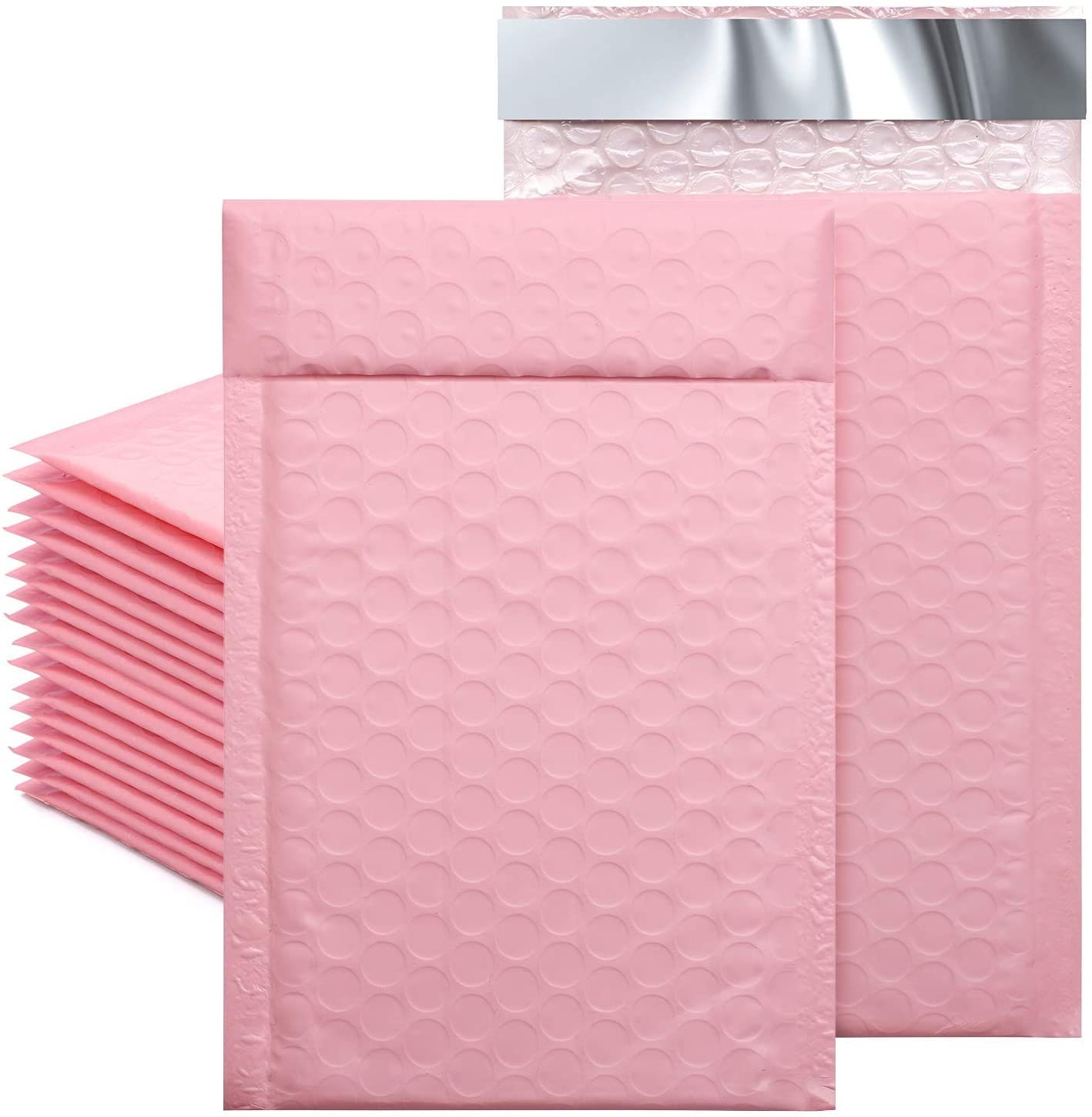 Shoze 50 Pcs Pink Foil Bubble Padded Bag Mailing Envelopes Padded Mailing Shipping Packaging Bags for Promotions or and Alternative to Gift wrap 15 * 18CM 