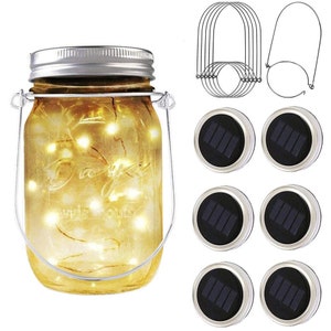 Jars & Handles Not Included Christmas Decor 6 Pack Solar Jar Lids for Mason Jars with 20 LED Fairy String Lights 6, Warm White-20LED Garden Party Yard Wedding Fit for Patio Jars & Handles Not Included Christmas Decor 6 Pack Solar Jar Lids for Mason Jars with 20 LED Fairy String Lights 6, Warm White-20LED Garden Party Yard Wedding Fit for Patio