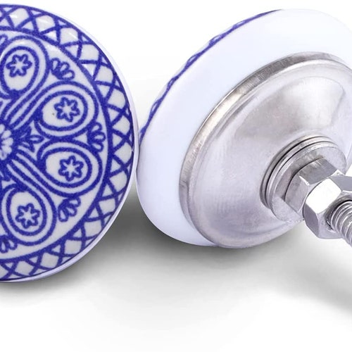 Set of 24 Blue Ceramic Knobs Ceramic Knobs Etsy