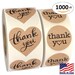 1000 Pack, Heart Love Shape Kraft Paper Thank you Adhesive Label, Complete Bundle, 1.5” Heart Shaped Stickers & 1.25' Round Adhesive Labels 