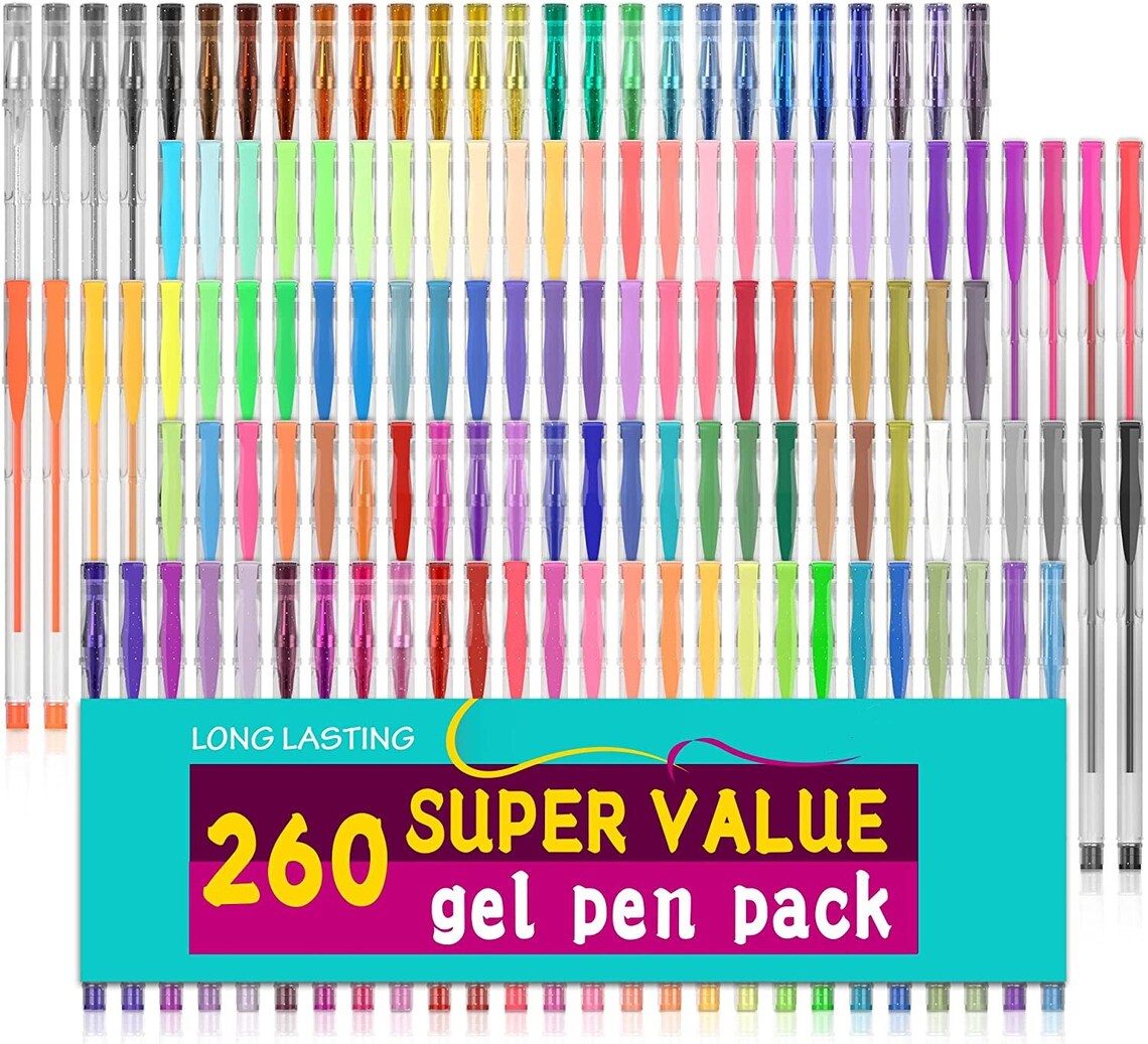 260 Pack Gel Pens Set 130 Colored Gel Pens Plus 130 Refills Etsy