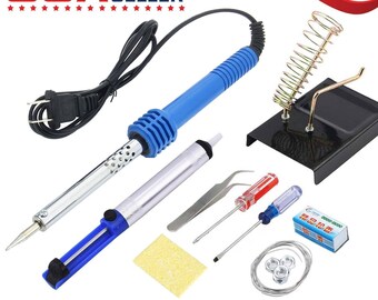 14 in 1 KIT 60W Electric Soldering Iron Starter Tool Kit Set Desolder Pump U.S.A. Seller