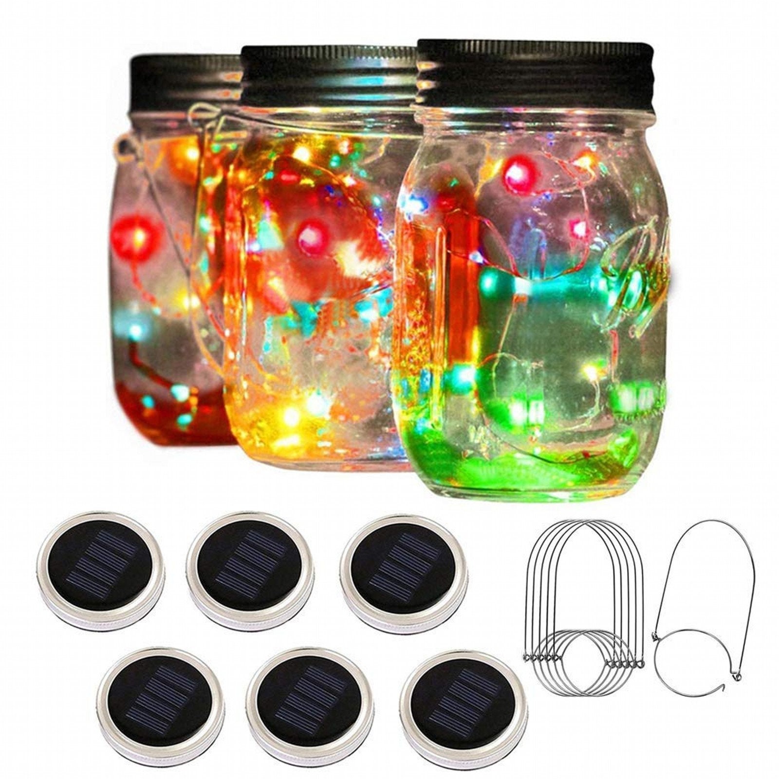 6 Pack Solar Mason Jar Lights 20 LED Jar Lid Fairy String Etsy
