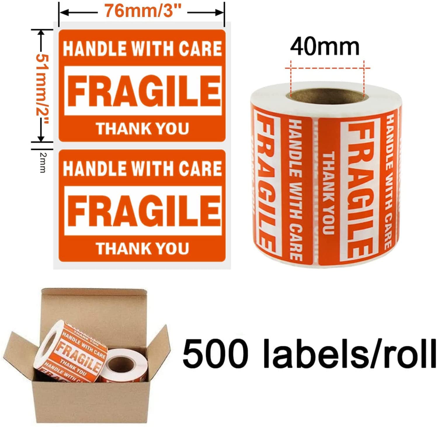 1 Roll Labels/Stickers 500 Labels Per Roll 2 x 2 Red/White/Blue Made in U.S.A 