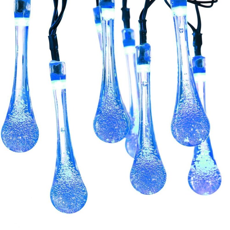 30 Solar Powered LED Water Drop Icicle Lights 20 feet long Etsy