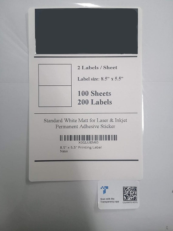 200pcs Half Sheet Self Adhesive Shipping Labels for Laser & Inkjet Printers 100 Sheets 8.5