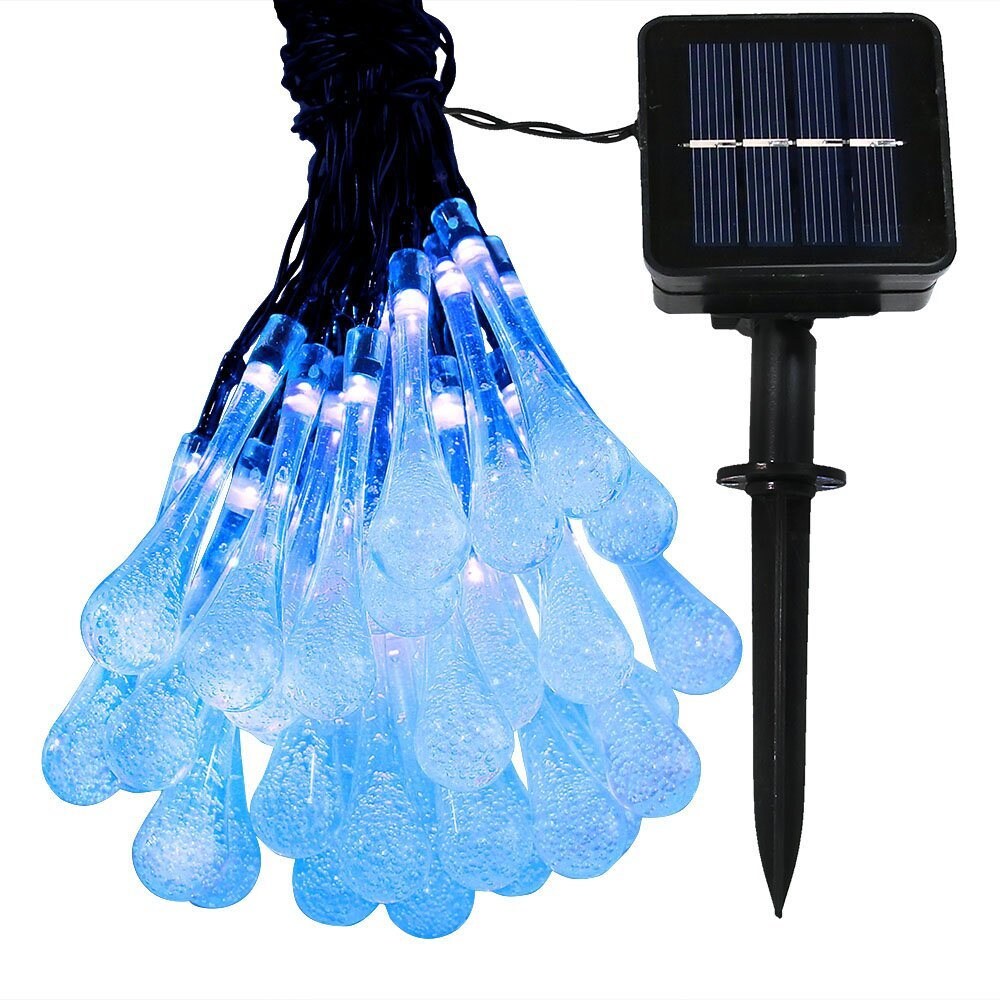 30 Solar Powered LED Water Drop Icicle Lights 20 feet long Etsy