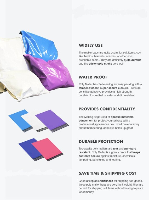 500 Bags 12x15.5 Poly Mailers Envelopes Plastic Shipping Bags 2.2 Mil