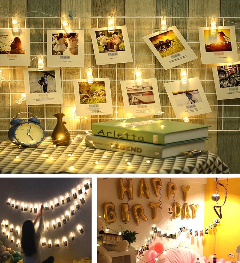 50 LED Photo Clips String Lights/holder Battery Powered Etsy
