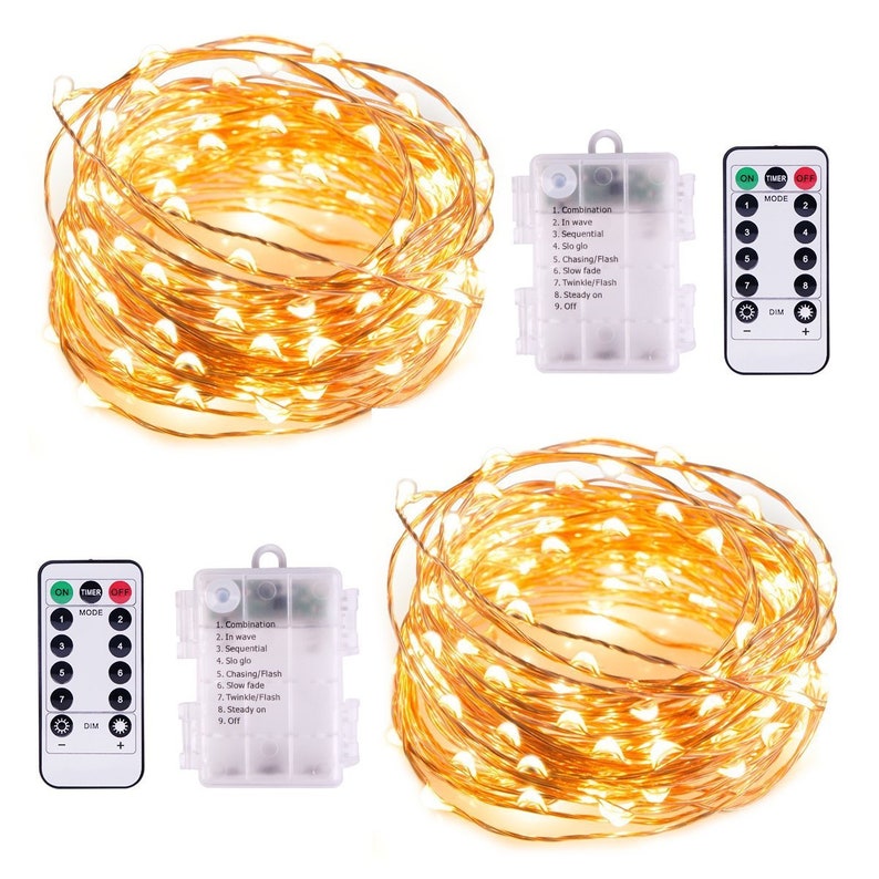 2 Pack Fairy Lights Battery Operated Lights 8 Modes 50 LED 16 Etsy