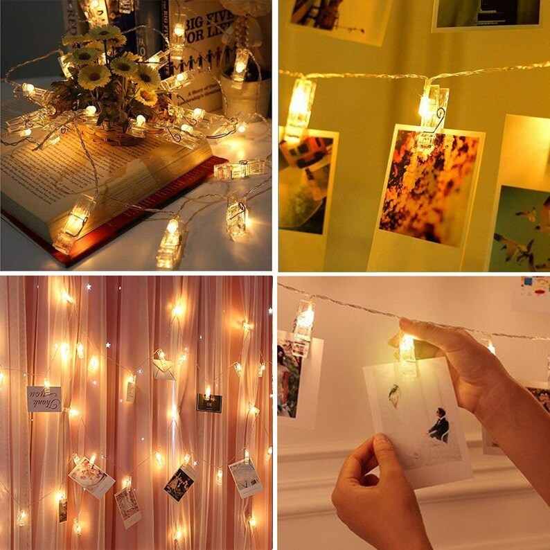 LED Photo Clips String Lights/holder Battery Powered Photos Etsy