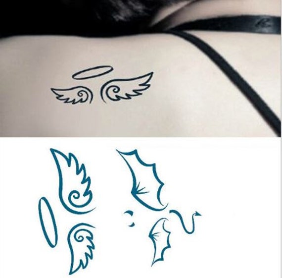 Angels & Demons Temporary Tattoos // Body Art // Cool // - Etsy Angels & Demons Temporary Tattoos // Body Art // Cool // - Etsy