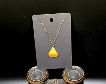 Halloween jewelry, Halloween necklace, candy corn necklace, food jewelry, charm jewelry, pendant necklace, cute jewelry, Halloween gifts