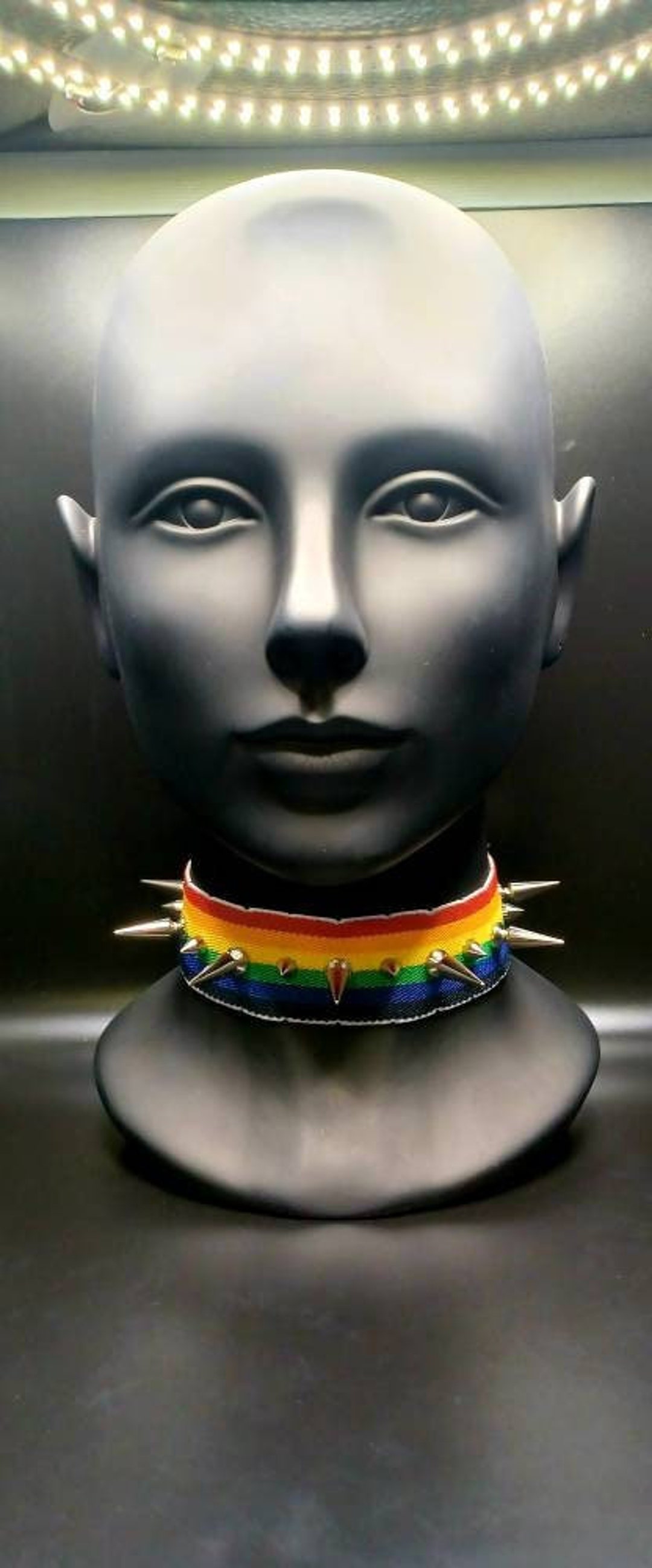 Spiked Collar Upcycled Jewelry Pride Gear Rainbow Collar Etsy
