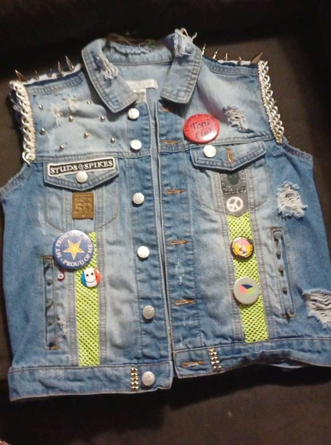 Denim Vest Punk Vest Battle Vest Upcycled Clothing Studded Etsy