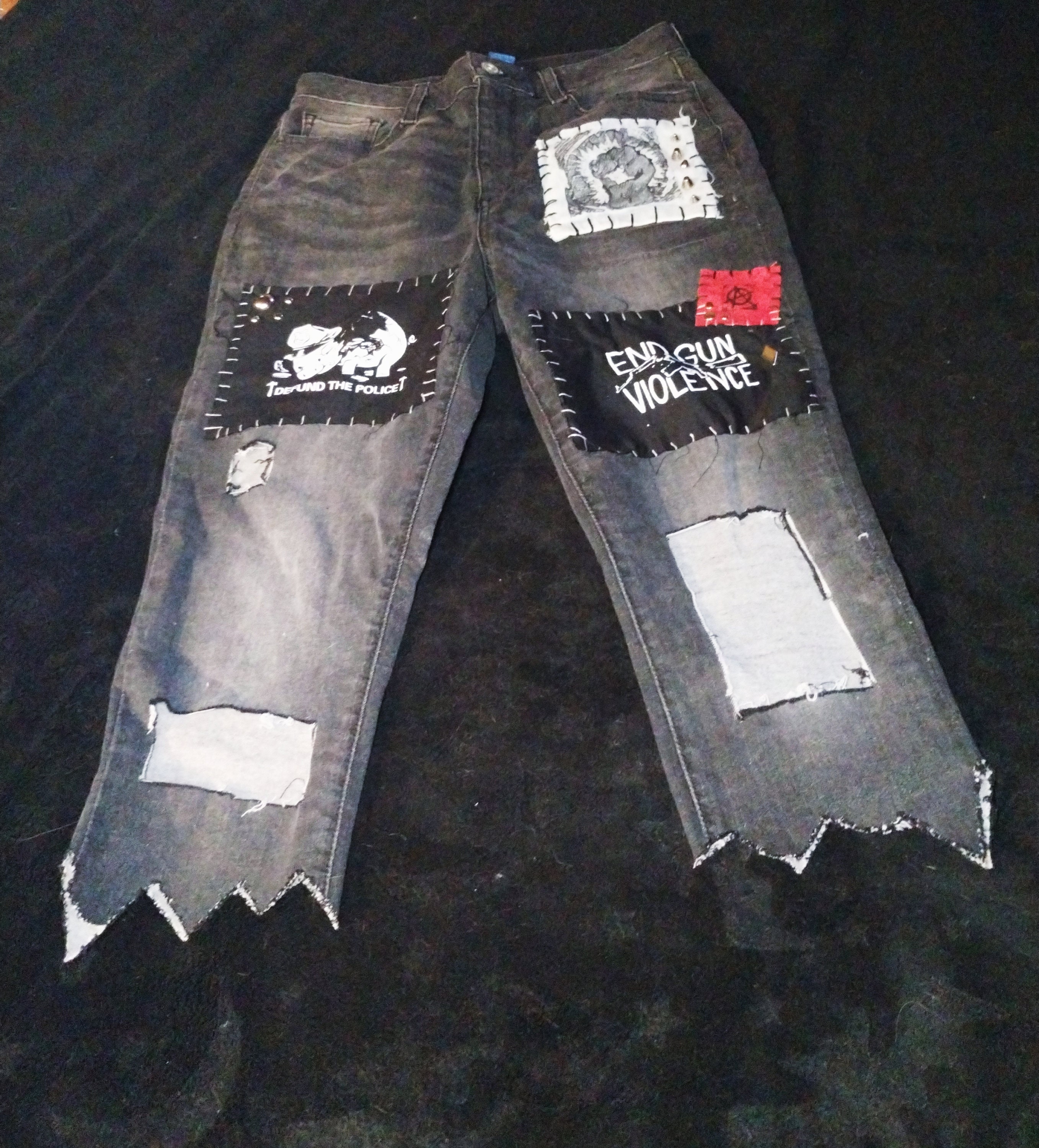 Jeans, Denim Spiked Hsker D A Global Threat Punk Band Patches Jeans Pants  Size 6