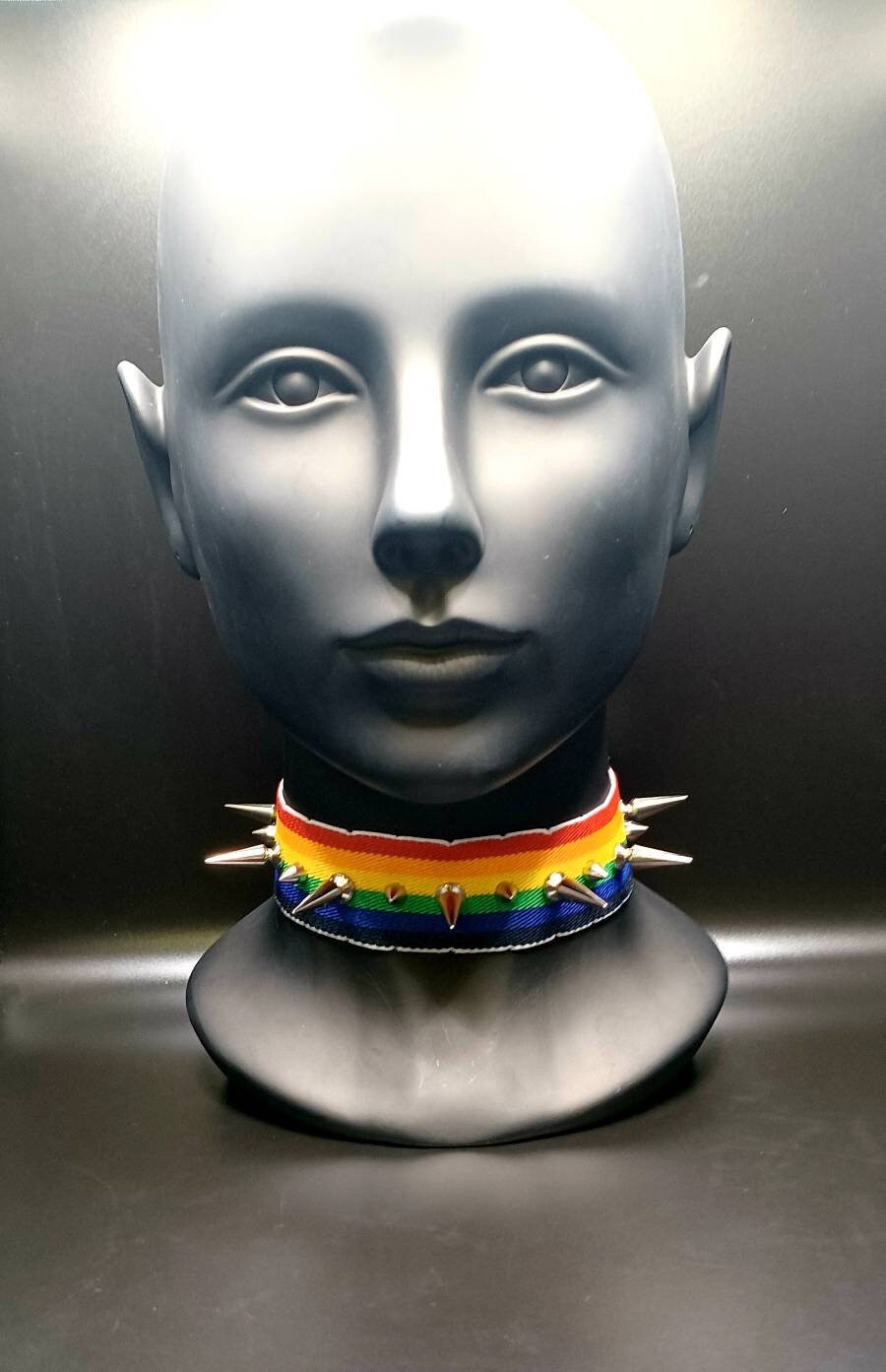 Spiked Collar Upcycled Jewelry Pride Gear Rainbow Collar Etsy