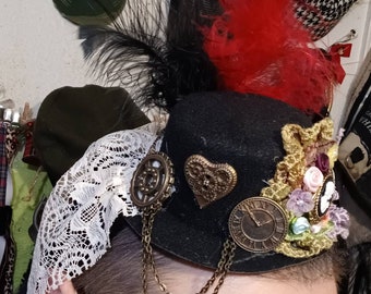 Steampunk accessories, mini hat, steampunk hat, fancy hat, veiled hat, gothic hat, headband hat, handmade accessories, steampunk gifts