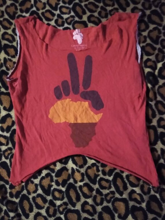 Crop Top Belly Shirt Red Shirt Thrifted Clothing Modified