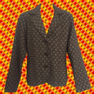 Vintage 80&#39;s Taupe & Brown Patterned Blazer • Woven Almost Quilted Fabric • Simple Lines • 3 Buttons • Fully Lined • Light Shoulder Pads