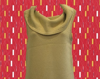 Vintage 90's John Patrick Saks Jandel Top • Sleeveless Cowl Neck Sweater • Very Light Yellow/Green • Neck Can Be Styled in Various Ways!