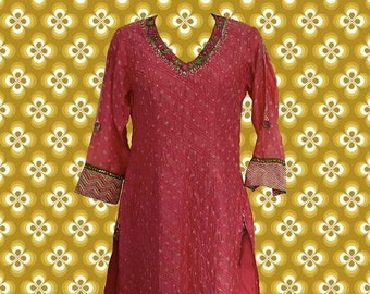 Vintage Indian Tunic • Kaatha By Karishma • Beads & Sequin Detailing at the Neck and Sleeves • Traditional and/or Hippie Boho Style