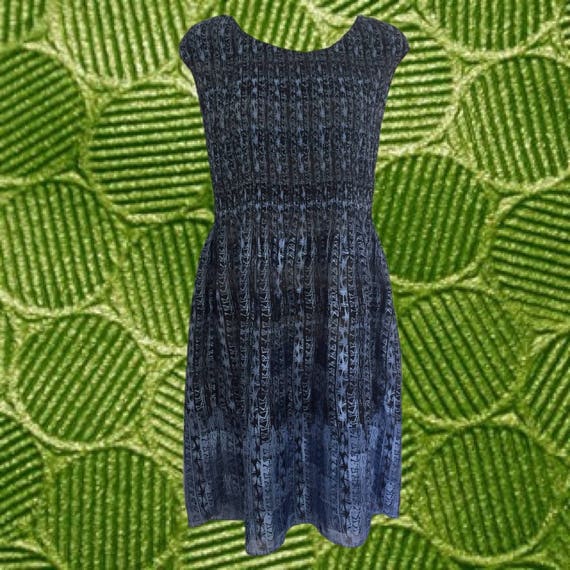 90's Max Studio Dress • Black and Blue Pattern • … - image 1