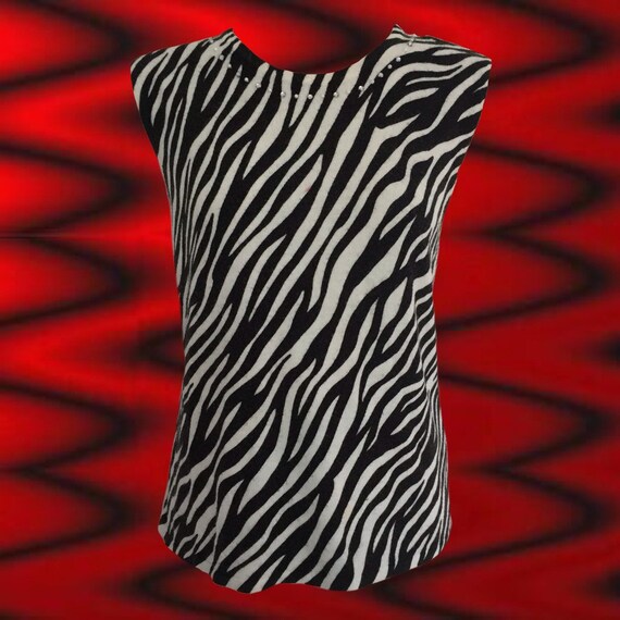Vintage 90 S Zebra Stripe Cap Sleeve Sweater With Etsy