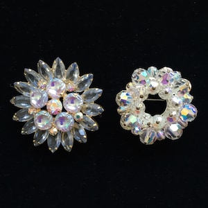 Vintage 1940&#39;s Rhinestone Brooches/Pendants • Two Available • Great Condition • Sparkly & Festive!