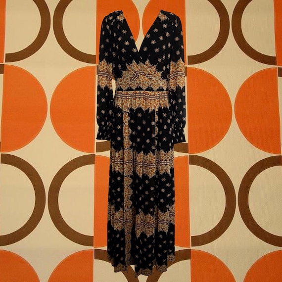 black and tan maxi dress Black & Beige Maxi Dress, Asymmetric Kaftan, Plus Size Viscose