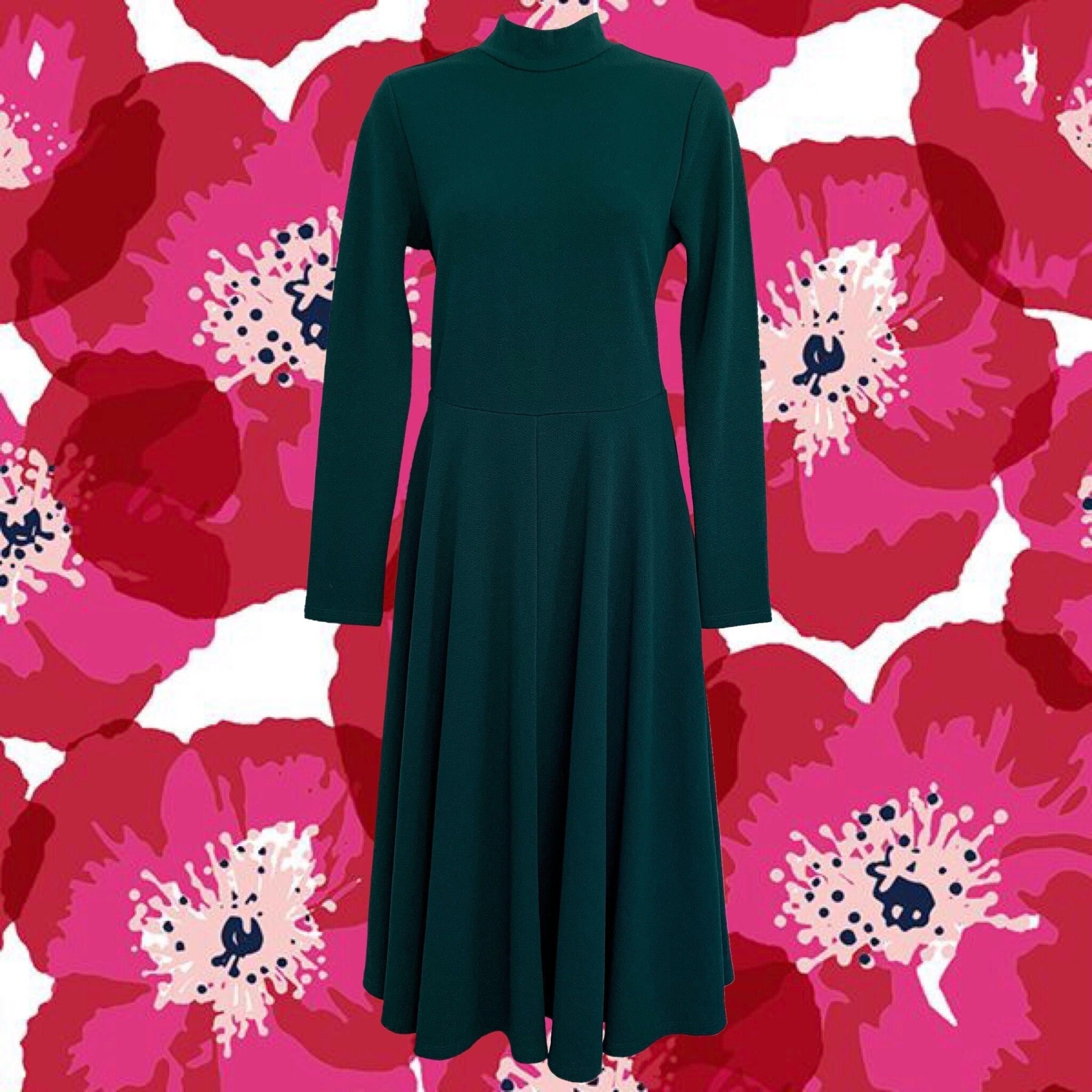 Vintage 90's Teal Mock Turtleneck Dress Back Keyhole Neckline Swingy Skirt Long Sleeves Excellent Color & Accessory Backdrop! - Etsy Vintage 90's Teal Mock Turtleneck Dress Back Keyhole Neckline Swingy Skirt Long Sleeves Excellent Color & Accessory Backdrop! - Etsy
