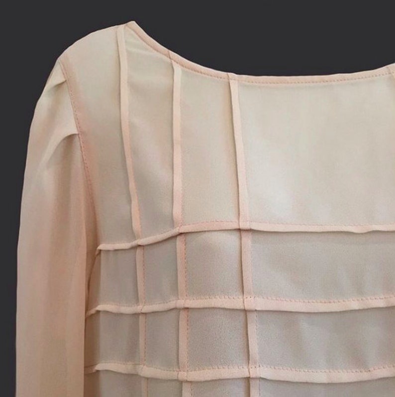 Vintage 1970's Albert Nipon Silk Blouse Sheer Ivory Fabulous Seam Detailing Amazing Condition image 2