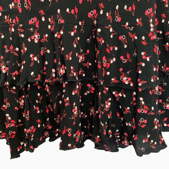 Vintage 90's Cherry Pattern Skirt • Black, Red & … - image 3