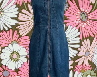 Vintage 90's Strapless Denim Dress  Sweetheart Neck  Functional Gold  Zipper All the Way Down the Front  Accent Seams + Waistband in Back - Etsy
