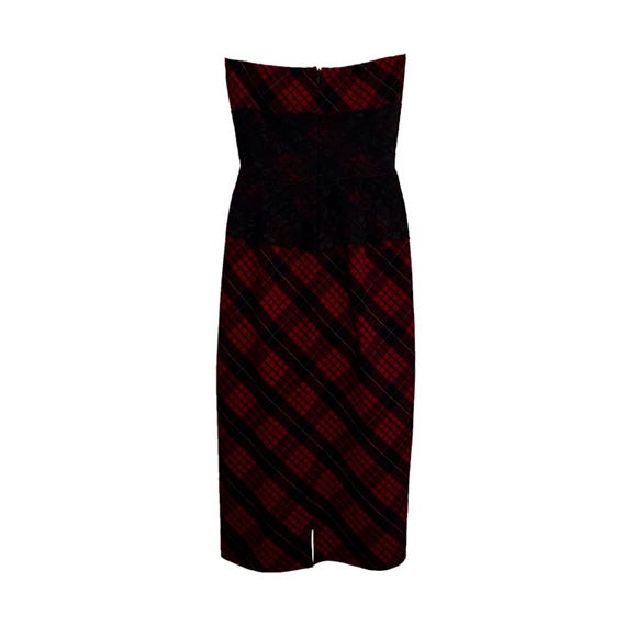 Buy Vintage 00's Red and Black Plaid Strapless Dress  by Arden B   Sweetheart Neckline  Wide Black Lace at the Waist  Straight Skirt W/slit  Online in India - Etsy