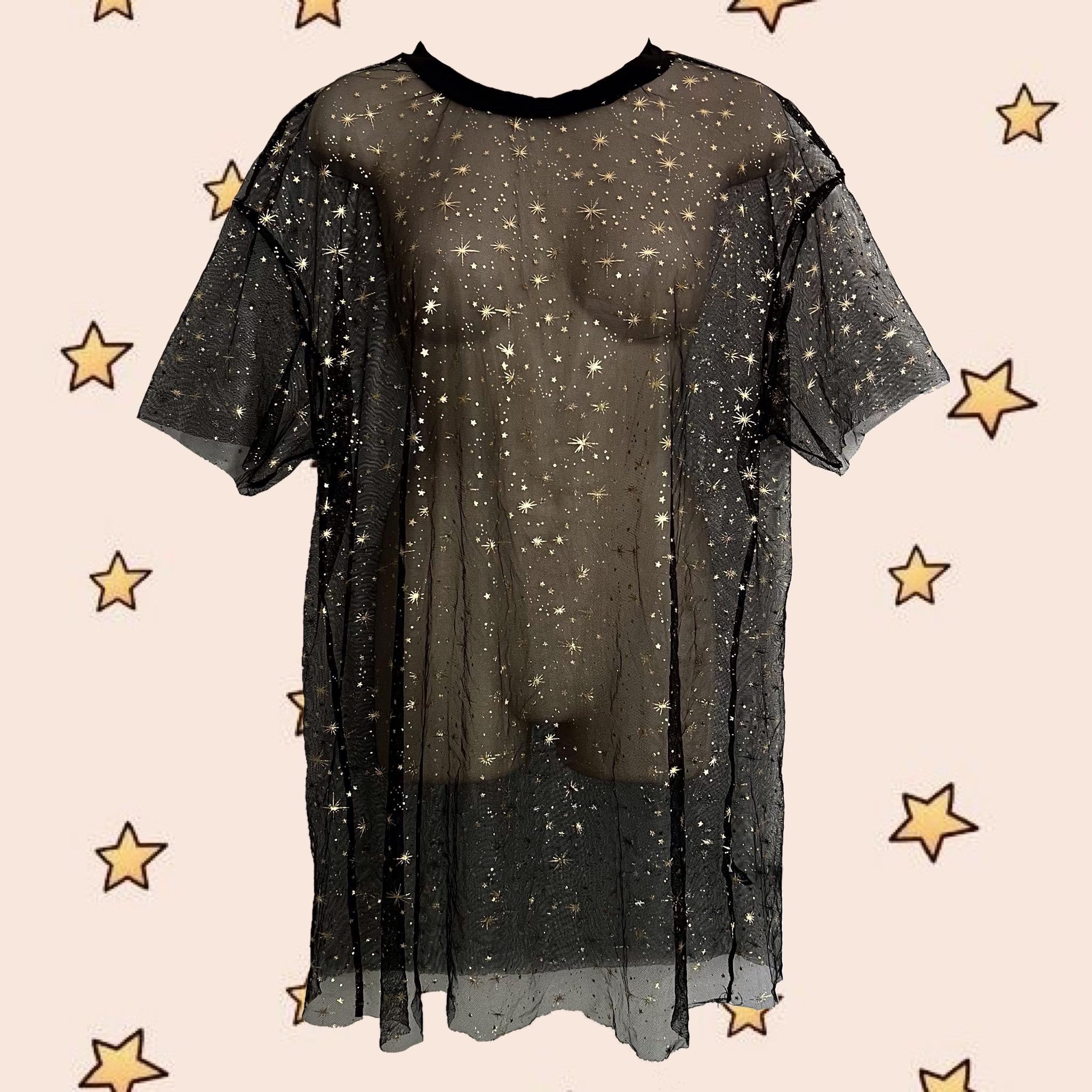 Just a Weird Vintage 00's Oversized Sheer T-shirt With Shiny