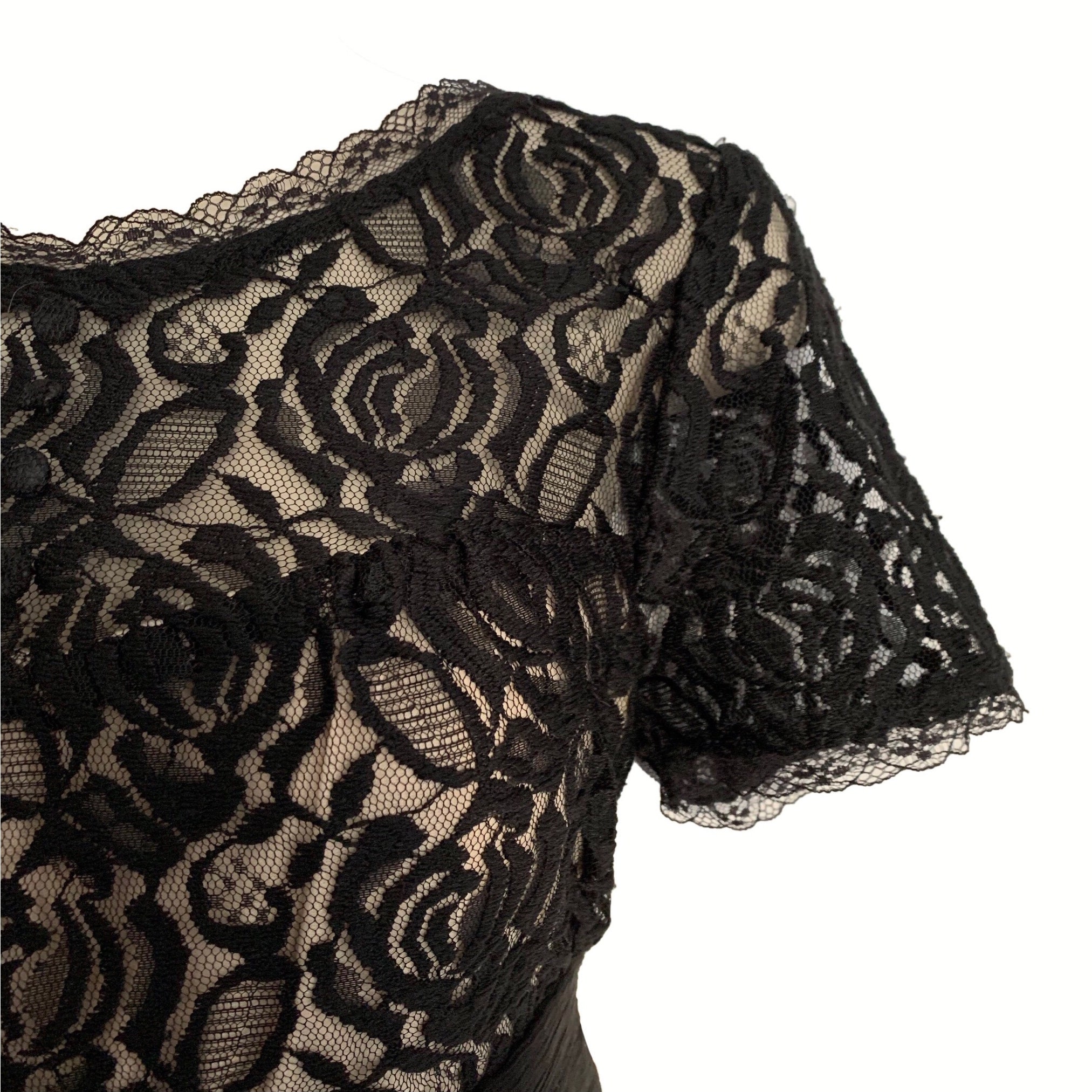 empire waist black lace dress Grey Empire cut dress with short sleeves main image 1