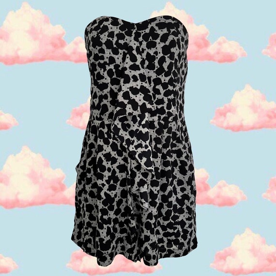 00's Express Leopard(ish) Print Strapless Romper … - image 1